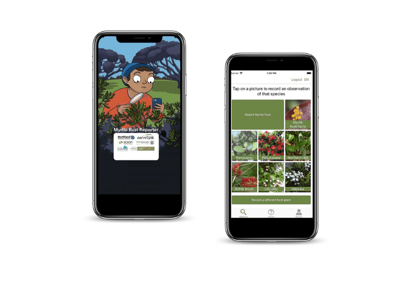 Mobile screens of Scion pest detection mobile apps